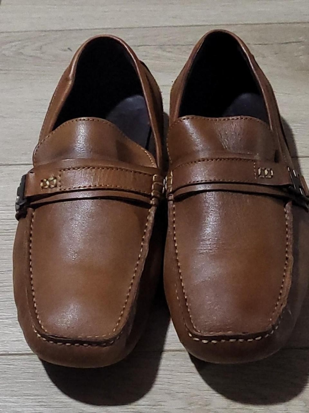 Men's Tan Leather Slip-On Loafers Kenneth Cole
